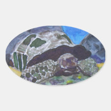 Tortoise turtle aquatic nature via watercolor aceo sticker