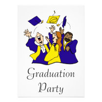 Tossing Cap Blue & Gold invitations