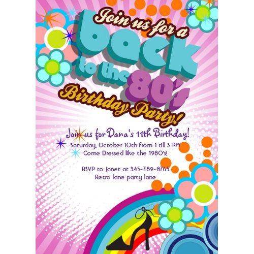 Totally 80's Birthday Bash girl party invitation invitation