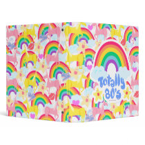 Totally 80s rainbow unicorn binders by Retrofort Totally 80s rainbow unicorn binders