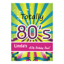 totally 80's retro  party Invitation
