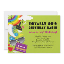 Totally 80's theme birthday party invitations