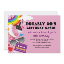 Totally 80's theme party birthday invitations