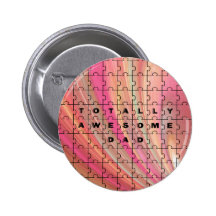 Totally Awesome Dad Puzzle Text Pink/Brown Pattern