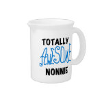 Totally Awesome Nonnie Blue Text Tshirts and Gifts Pitchers