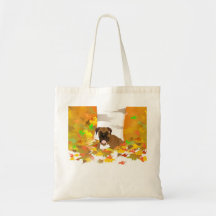 Tote Bag Boxer Dog - Autumn Leaves