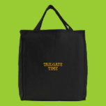TOTE BAG EMBROIDERED TAILGATE TIME BLACK AND GOLD embroidered bags