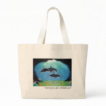 Tote bag with dolphin painting