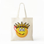 Frog king emoticon   tote_bags