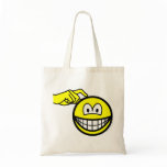 Head scratching smile   tote_bags