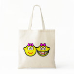 Identical twins buddy icon Girls  tote_bags