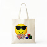 Poker emoticon sunglasses  tote_bags