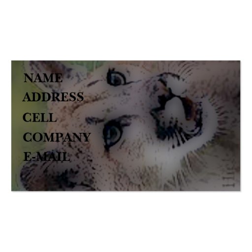 'Totem Cougar on the Hunt' Business Card Template (front side)