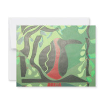 toucan in red & green invites
