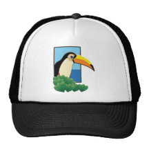 Toucan in the Window Trucker Hats