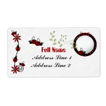 address, labels, red, black, ladybug, lady, envelopes, letters, mail, gifts, tags, Label with custom graphic design