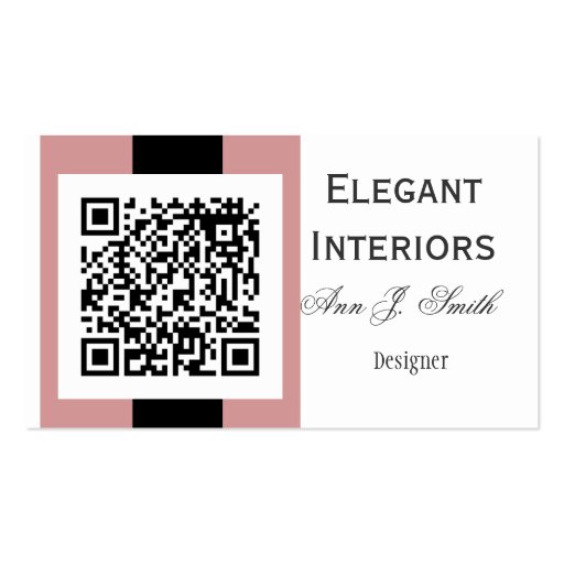Touch of Pink Damask - QR code Business Card Template