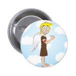 Tough Angel with heart tattoo Button