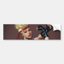 drawing, girl, punk, rock, yin, yang, leather, fight, boots, goth, woman, blond, al rio, Bumper Sticker with custom graphic design