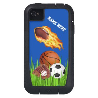 TOUGH iPhone 4 Cases Sports Theme with YOUR NAME