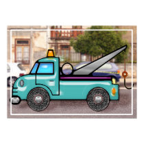 Tough Tow Truck in Street posters