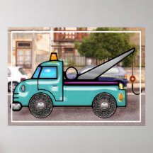 Tough Tow Truck in Street Poster