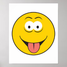 Tounge Out Smiley Face Print