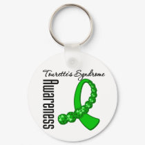 Tourette Syndrome Awareness Gemstone Ribbon keychains