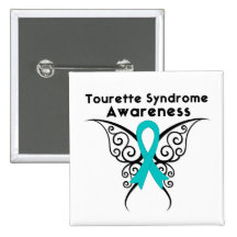 Tourette Syndrome Awareness Tattoo Butterfly Button