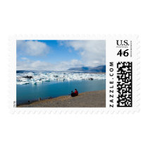 Tourists at Glacier Lagoon stamps