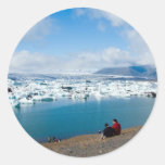 Tourists at Glacier Lagoon Round Sticker