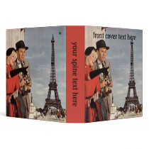 Tourists Traveling Paris Sightseeing Eiffel Tower 3 Ring Binders