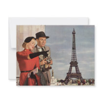 Tourists Traveling Paris Sightseeing Eiffel Tower Custom Invitation