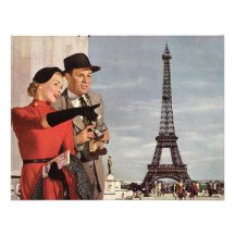 Tourists Traveling Paris Sightseeing Eiffel Tower Custom Invitation