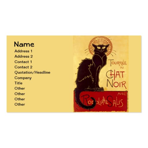 Tournée du Chat Noir, Theophile Steinlen Business Cards (front side)