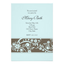 Tourquoise & Taupe Floral Invitation (#INV 015) invitations