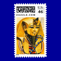 Toutankhamon gold mask watercolor stamps