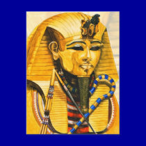 Toutankhamon gold mask watercolor postcards
