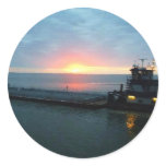 Tow Boat on the Water at Sunrise Sticker