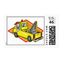 Tow Wrecker Truck Driver Thumbs Up Stamps