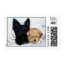Toweling Off! Scottie and Yorkie Buddies Stamp
