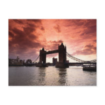 Tower Bridge Red Sky Postcards