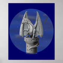 Tower Guardian - Silver Dragon Print