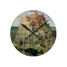 Tower of Babel, 1563 (oil on panel) Round Wallclock