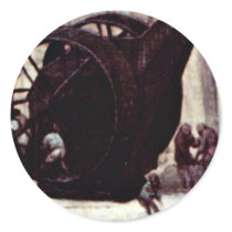 Tower Of Babel, Detail By Bruegel D. Ä. Pieter Round Stickers