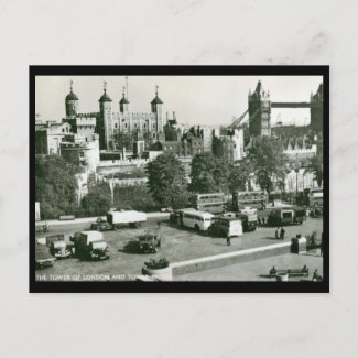 Tower of London and Bridge, England Vintage postcard