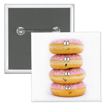 tower of pink doughnut characters badge