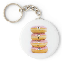 tower of pink doughnut characters key chain