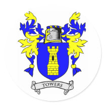 TOWERS Coat of Arms stickers by familycrest TOWERS Coat of Arms stickers