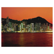Towers of Central Hong Kong Island at dusk seen fr Flyer Design